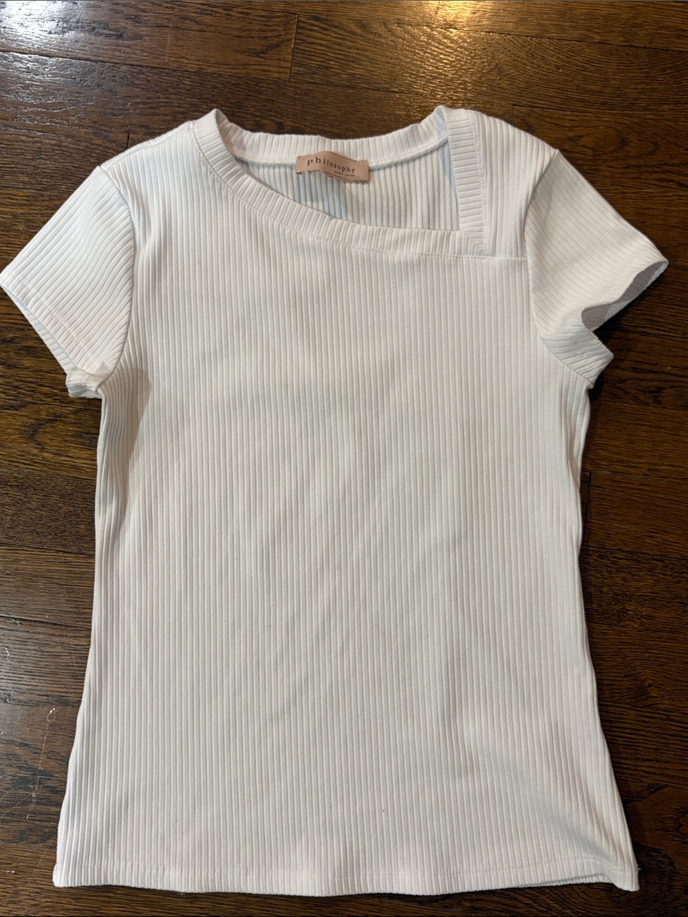 Philosophy White Ribbed Crew Neck Tee